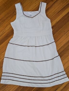 Esley White Sleeveless Top with Black and Brown Trim